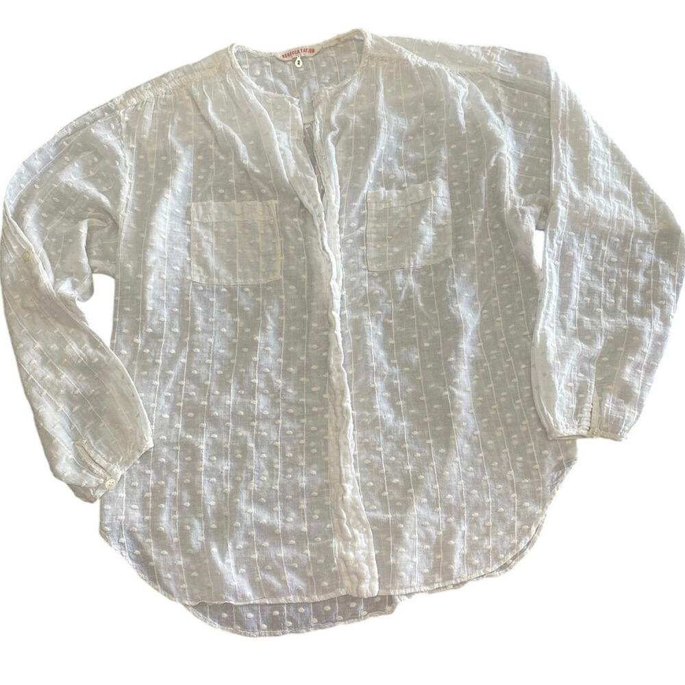 Rebecca Taylor White Swiss Dot Blouse Size 2